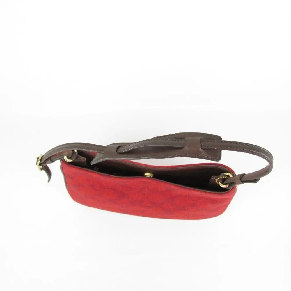 Authentic Coach Red Wool Monogram Demi Bag